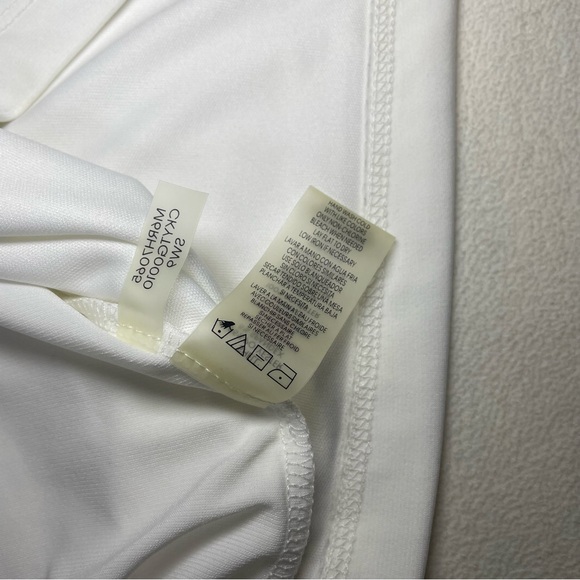 Calvin Klein Women Sleeveless White Blouse Faux Leather Trim NWT Size M - Picture 10 of 10